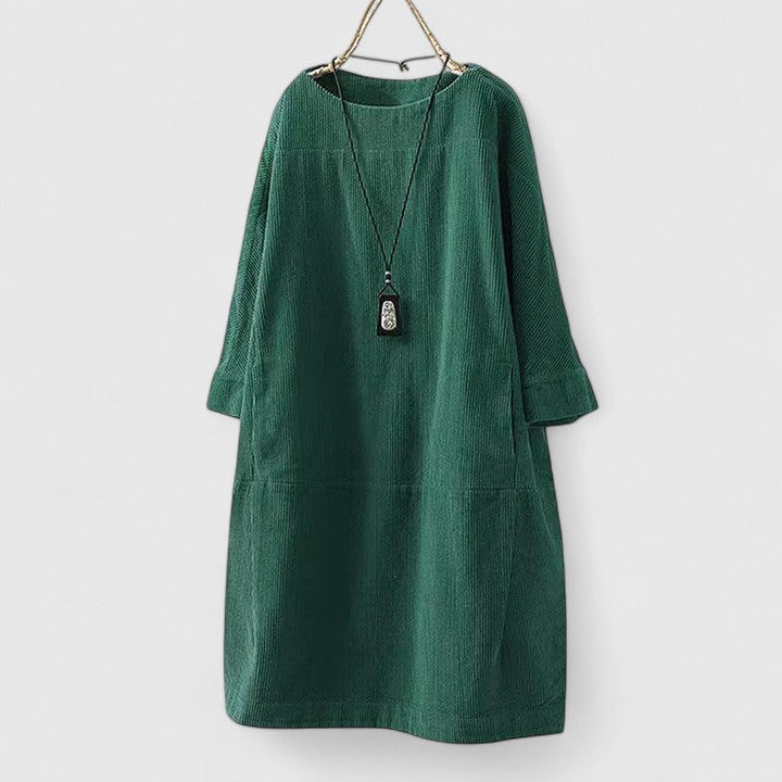 Knit Long Sleeve Pocket Shift Midi Dress 5