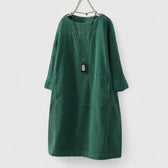 Knit Long Sleeve Pocket Shift Midi Dress 5