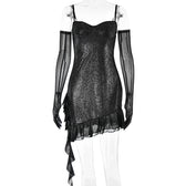 Women Clothing Mesh Silver Strap Tube Top Dress Sexy Sexy Backless Hip Dress 3