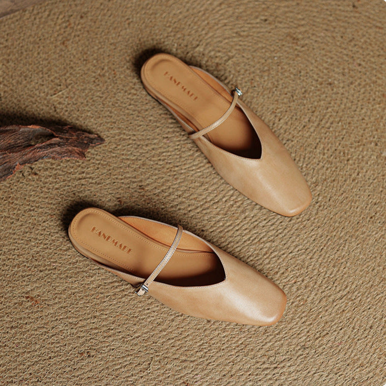 Square Toe Ankle Strap Mary Jane Mules
