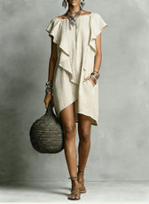 Short Sleeve Ruffle Asymmetric Mini Dress 9
