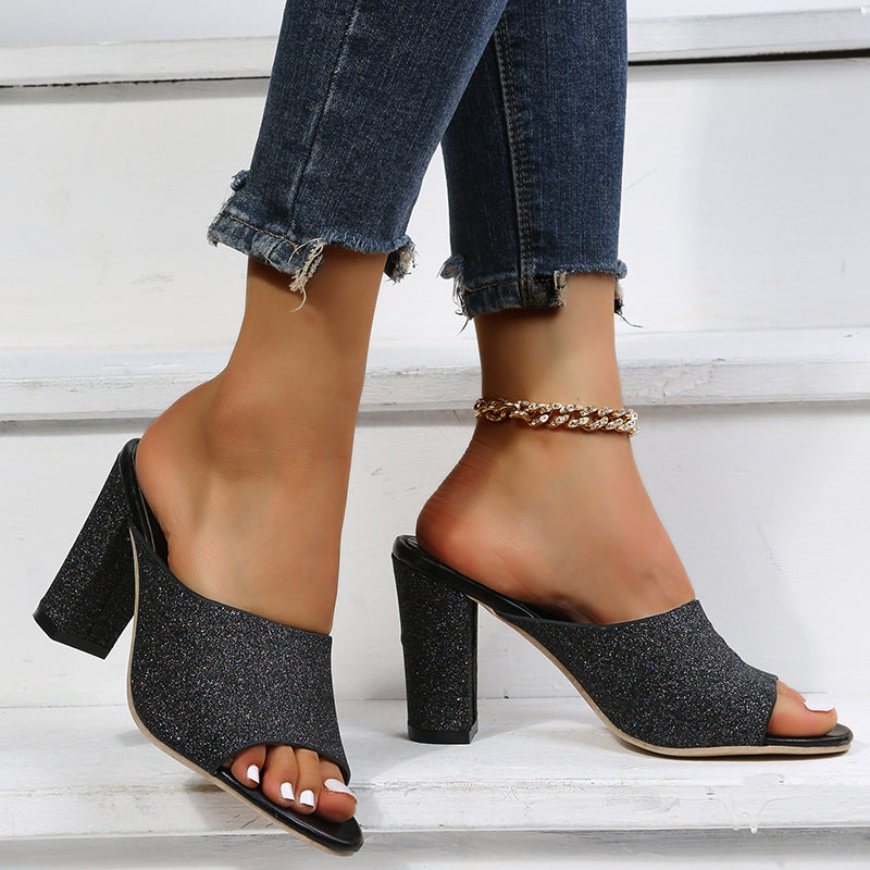 Get Ready Sequin Mule Heels