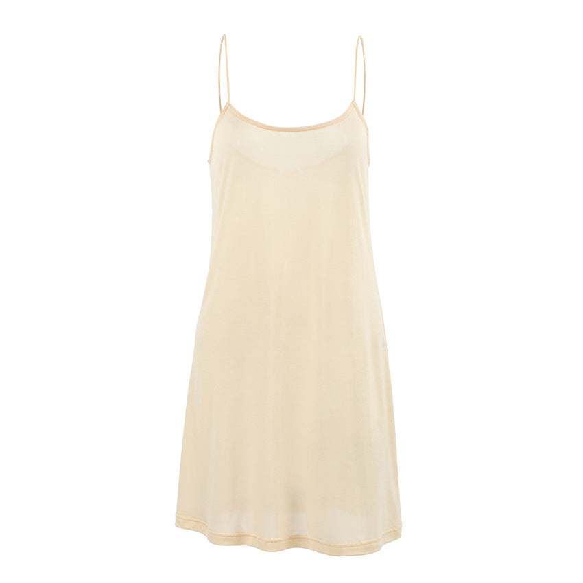 Summer Sexy Sleeveless Sling Lazy Elegant Loose Short Dress Simple Women Clothing