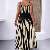 Abstract Print Spaghetti Strap A-Line Maxi Dress 4