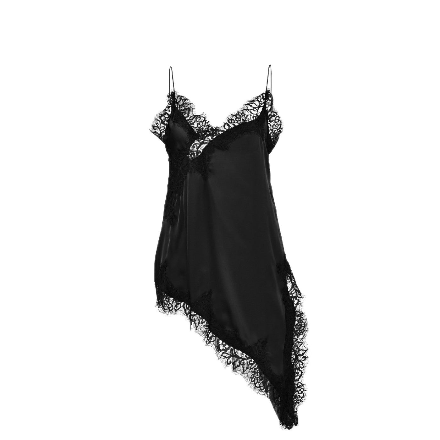 Satin Lace Trim Spaghetti Strap Slip Midi Dress 5