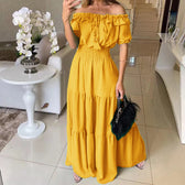 Off Shoulder Puff Sleeve Smocked Tiered Maxi Dress 11