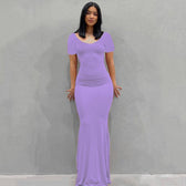 Scoop Neck Spaghetti Strap Bodycon Mermaid Maxi Dress 30