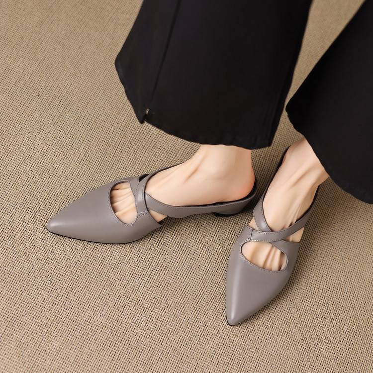 Pointed Toe Cross Strap Flats