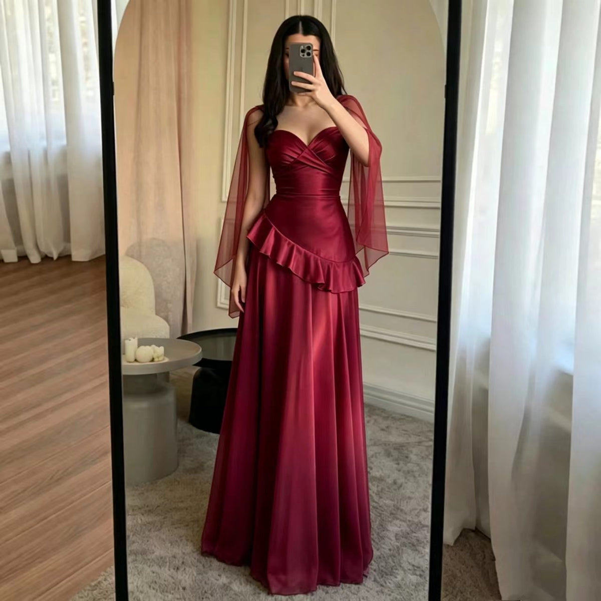 Light Luxury Tube Top High Grade Solid Color Toast Dress Evening Dress