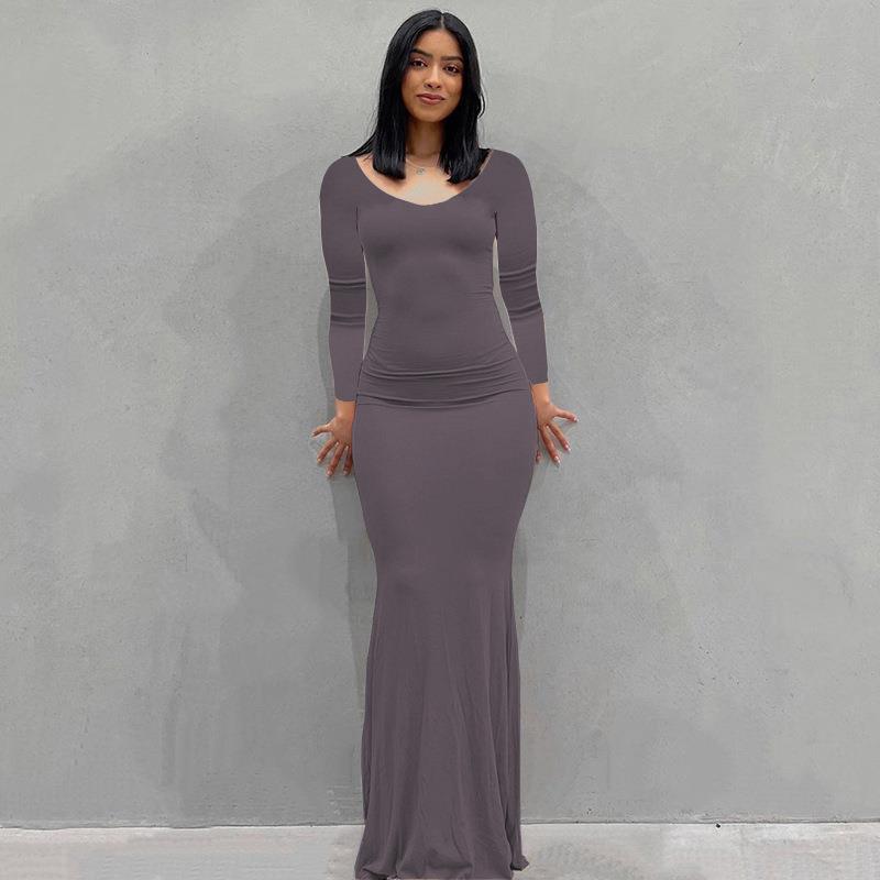 Scoop Neck Spaghetti Strap Bodycon Mermaid Maxi Dress 38