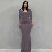 Scoop Neck Spaghetti Strap Bodycon Mermaid Maxi Dress 38