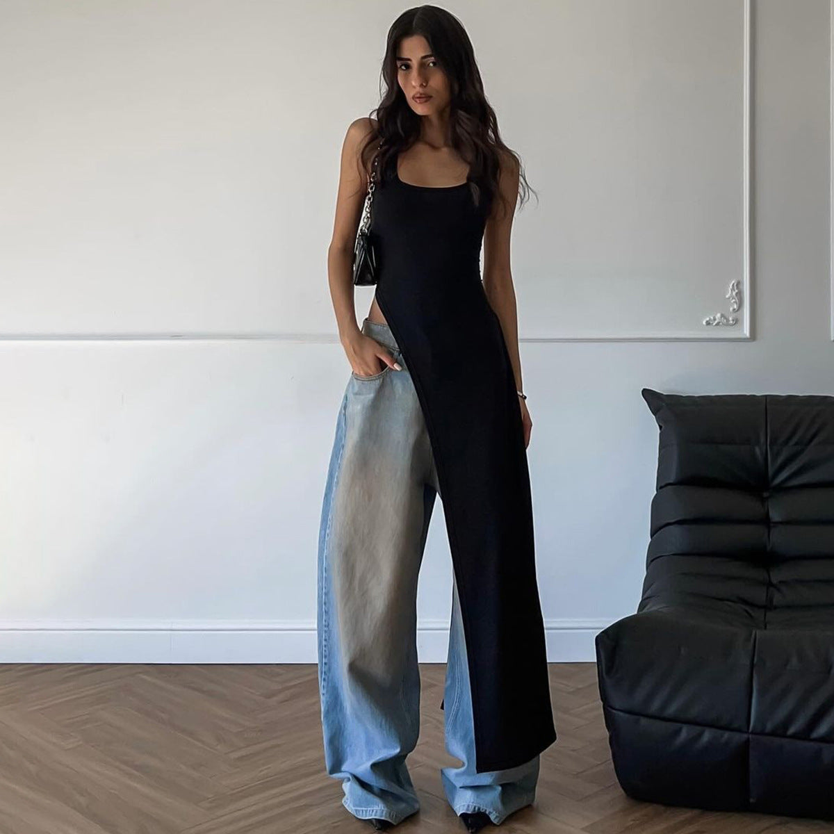 Scoop Neck Sleeveless High Split Fitted Maxi Tank Dress 4