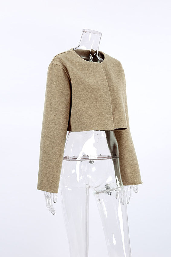 Brown Relaxed-fit Short Wool Coat