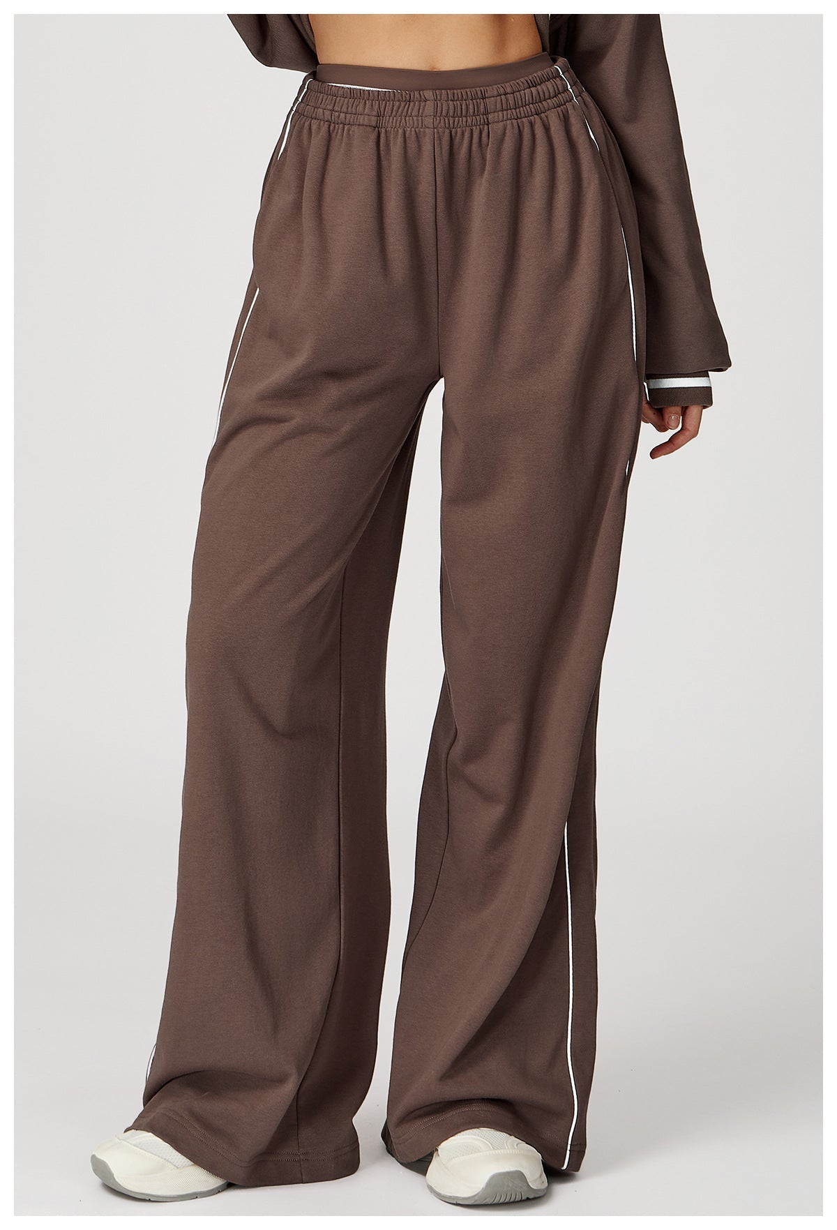 Cotton Blend Mid-Waist Side Stripe Sweatpants