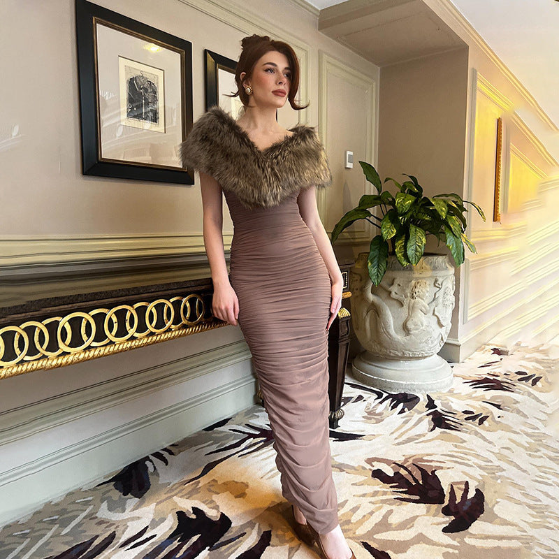 Mocha 2 piece Maxi Dress Brown