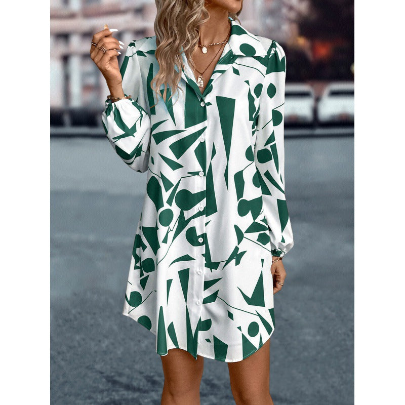 Pilar Statement Women's Abstract Printed Shirt Dress Designer Edit