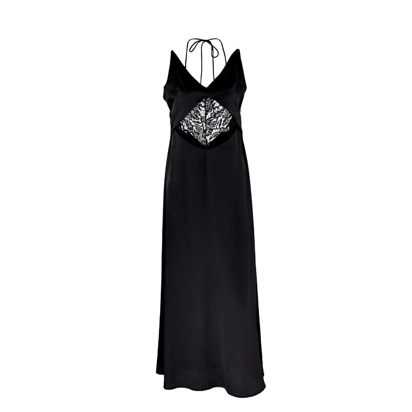 Satin Lace Deep V-Neck Backless Slip Maxi Dress 5