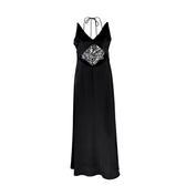 Satin Lace Deep V-Neck Backless Slip Maxi Dress 5