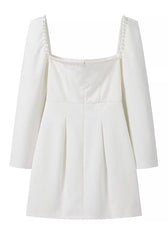 Pearl-Trim Square Neck Mini Dress - View 6