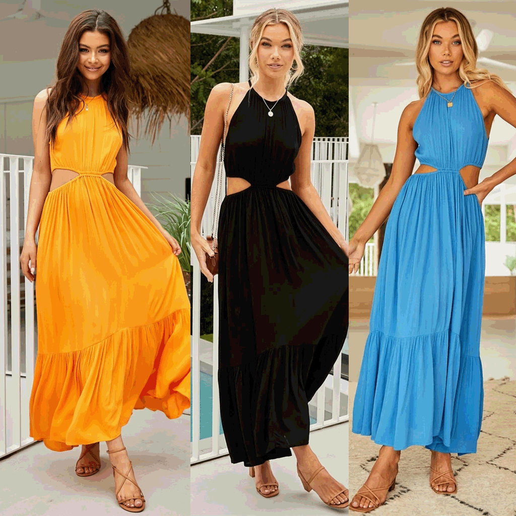 Maxi Fresh Chic Halter Rayon Maxi Dress Maxi