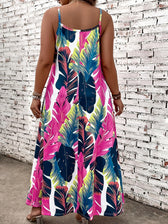 Leaf Print Spaghetti Strap Maxi Dress 6