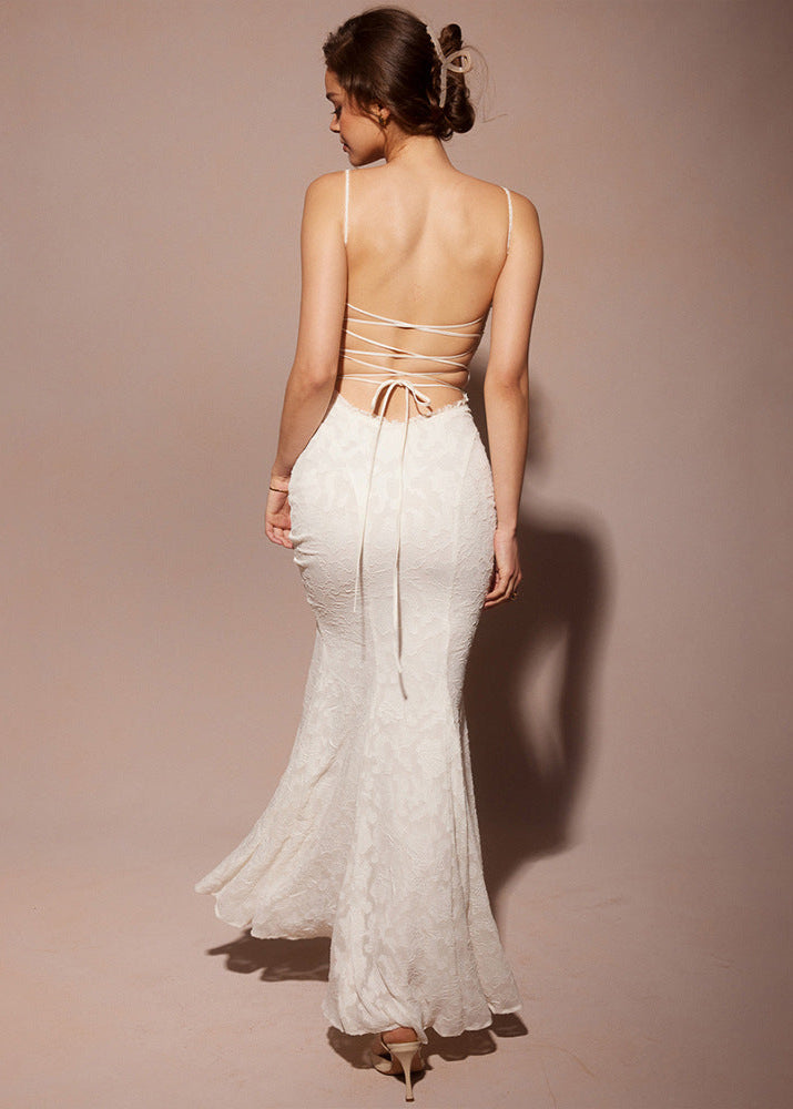 Seraphina - Lace-Back Satin Maxi Dress - View 5