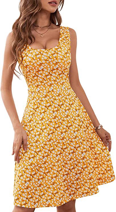 Katia Minimalist Women's a Line Dress with Floral Pattern and Wide Skirt Elevated Occasion Wear
