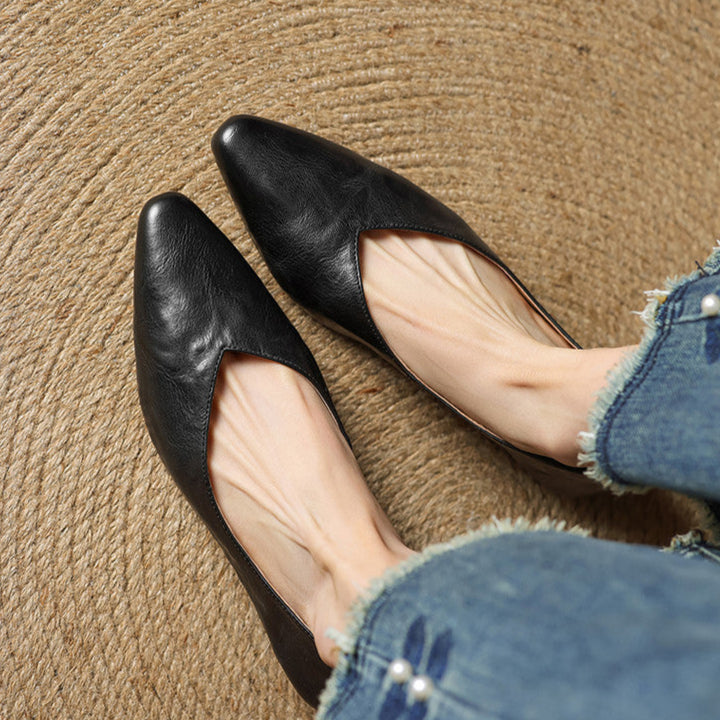Pointed Toe V Cut Slip On Flats