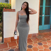 Scoop Neck Spaghetti Strap Bodycon Mermaid Maxi Dress 11