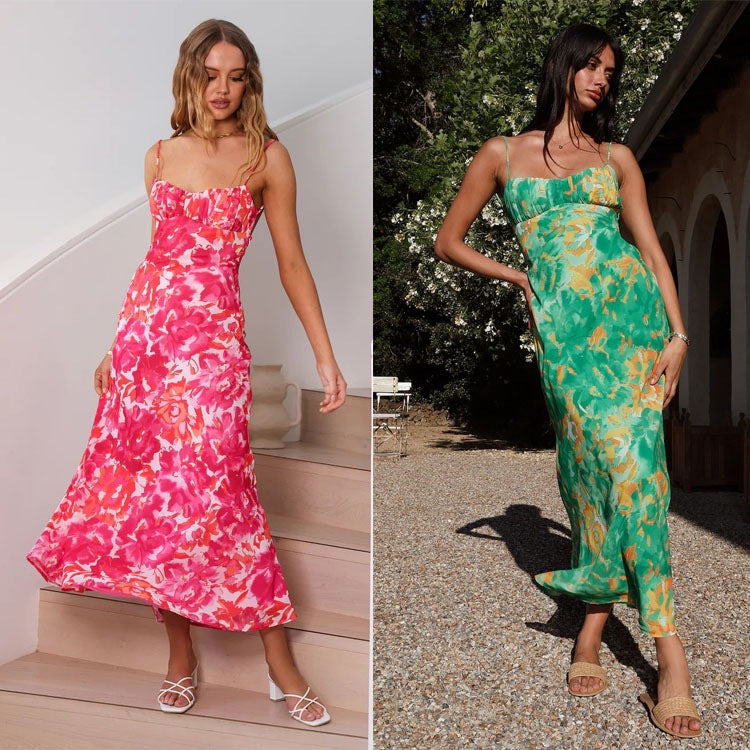Wanda Exclusive Women's Floral Maxi Dress with Ruffle Hem Premium Edit