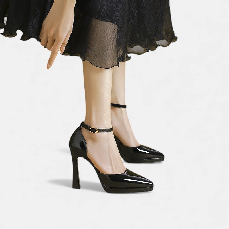 Pointed Toe Ankle Strap Platform Stiletto Pumps