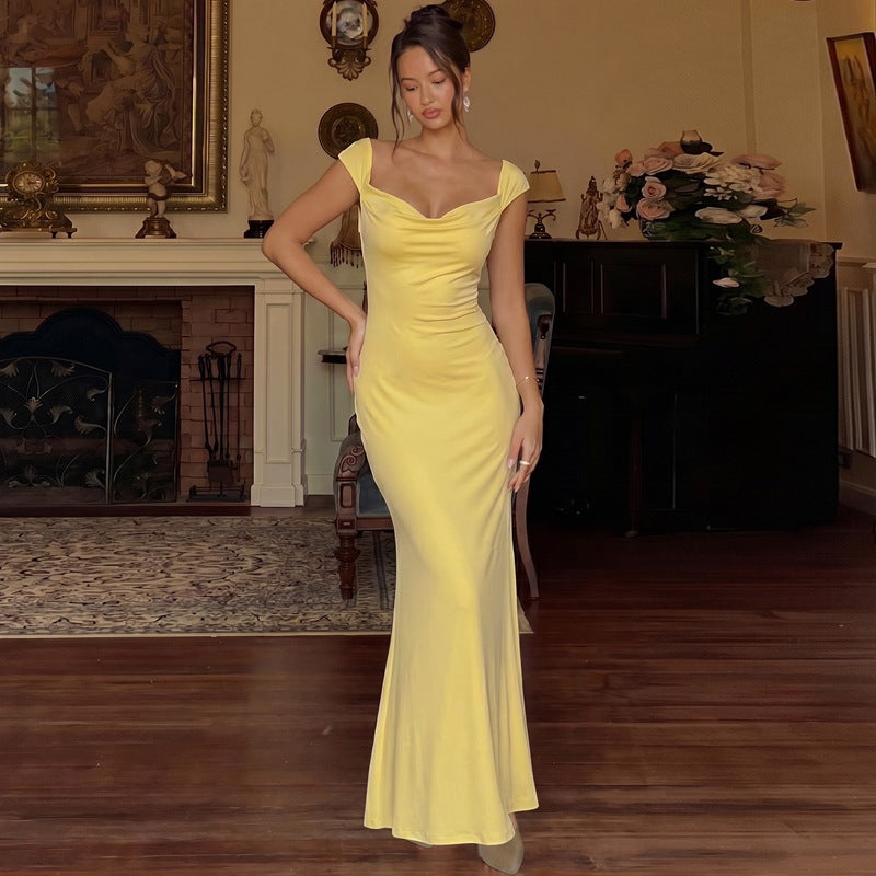 WomenSummer Sexy Backless Lace up Tube Top Sleeveless Maxi Dress