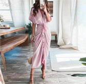 Meryl Satin Tie Front Midi Dress Spring Coral 2