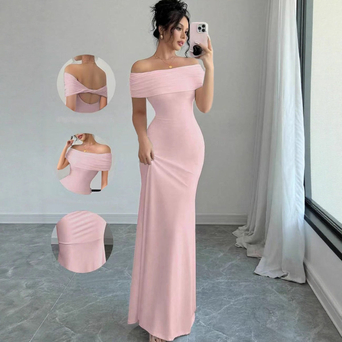Off Shoulder Fashionable Slimming Elegant Sexy Socialite Bodycon Dress for Women