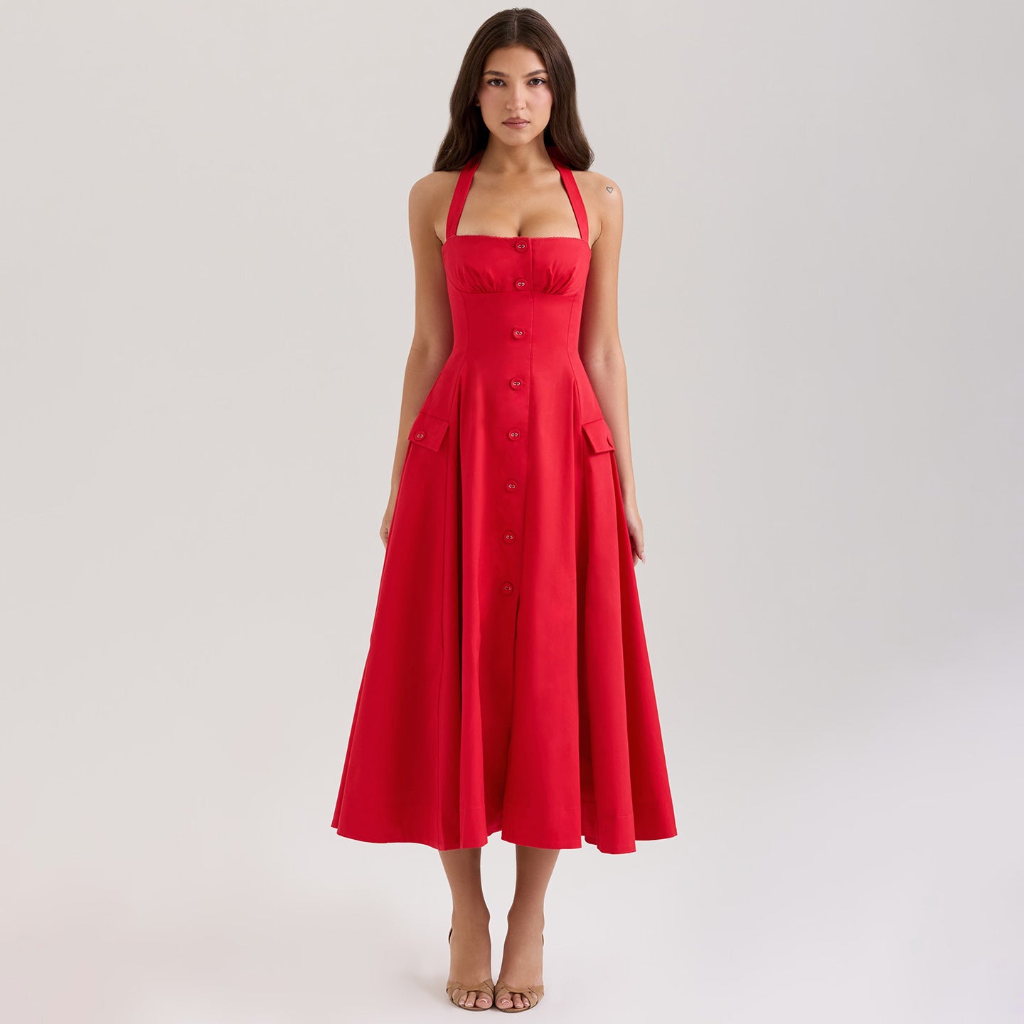 Carnes Midi Dress - Red
