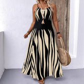 Abstract Print Spaghetti Strap A-Line Maxi Dress 2