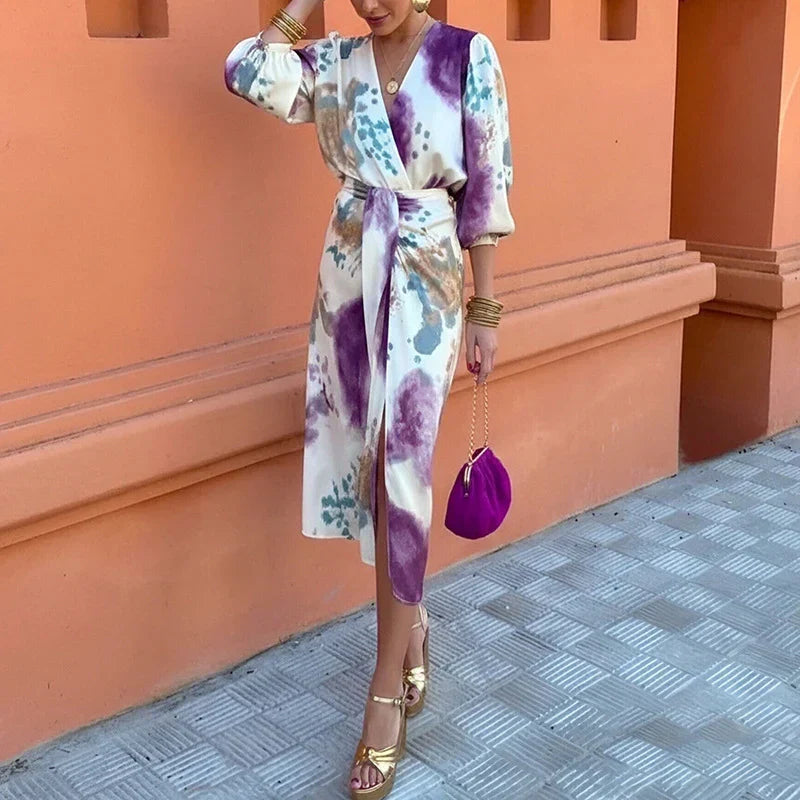 Jorina™ | Printed Wrap Midi Dress