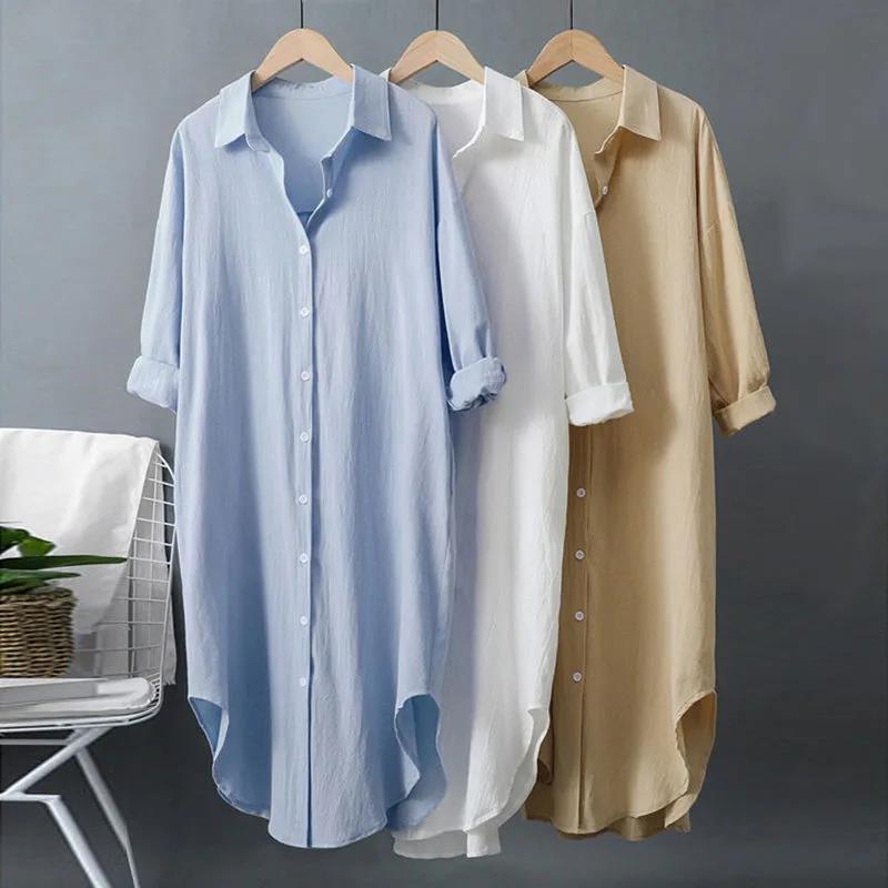 Thalia Effortless Long Linen Shirt Dress Premium Wardrobe Essential