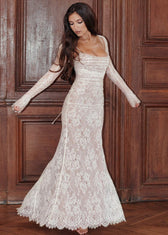 Lace Elegance - Corset-Back Maxi Dress - View 3