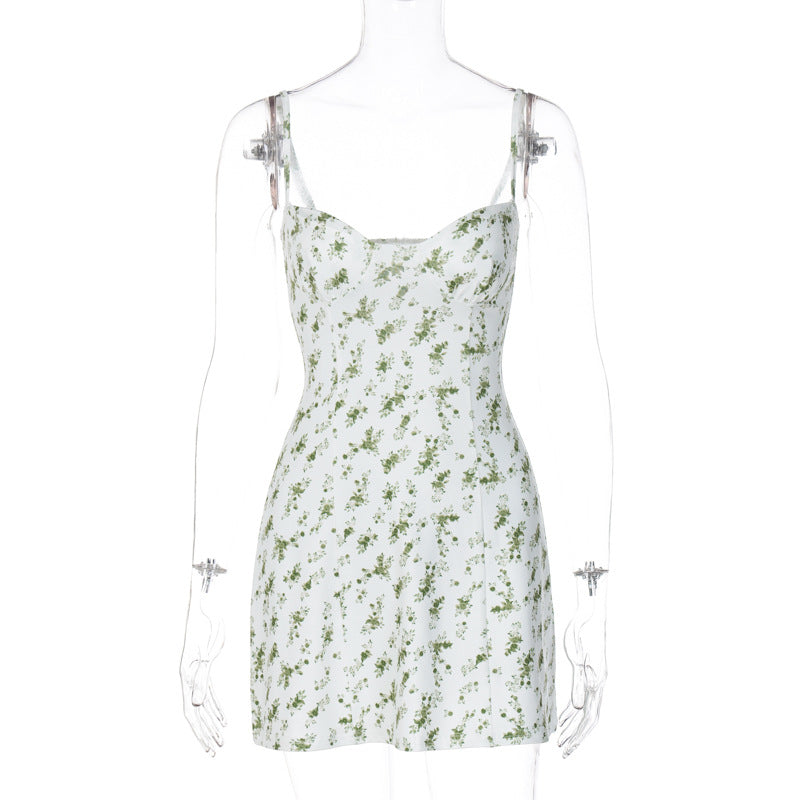 Satin Floral Spaghetti Strap Ruched Mini Dress 6