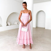 Floral Embroidered Spaghetti Strap Maxi Dress Summer 3