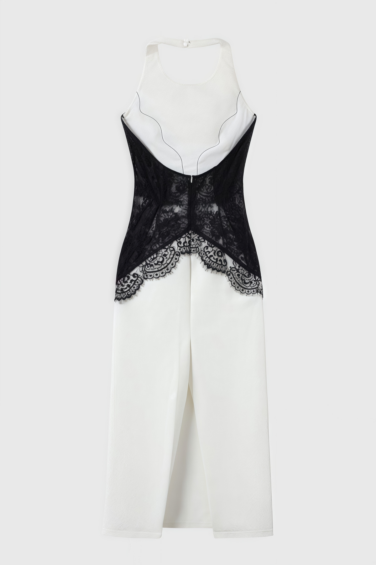 Halter Neck Sleeveless Contrast Lace Waist Panel Column Maxi Dress 5
