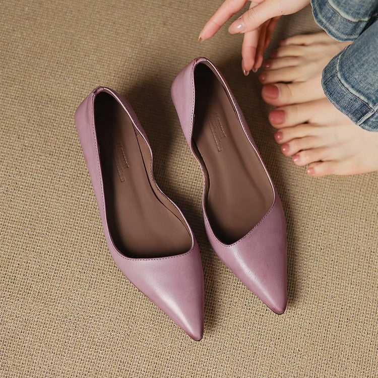 Pointed Toe Slip On Kitten Heel Pumps