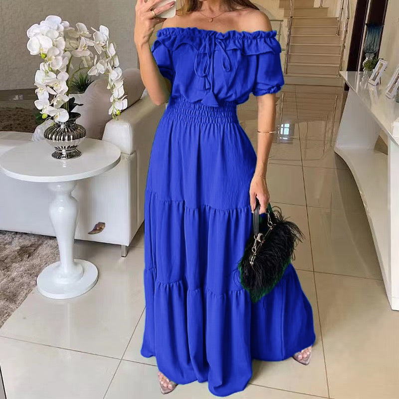 Off Shoulder Puff Sleeve Smocked Tiered Maxi Dress 10