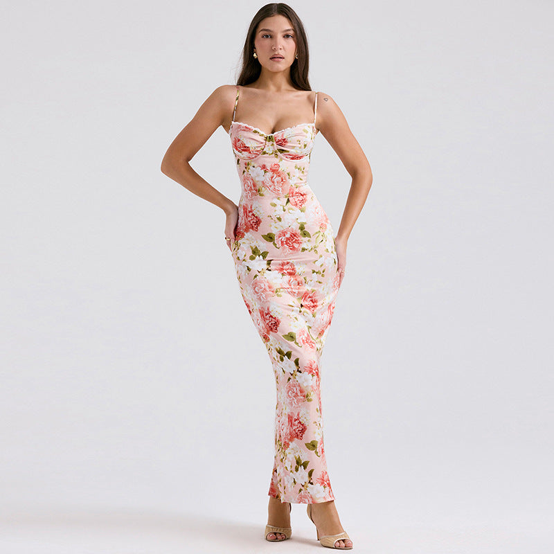 Georgina Elevated Women's Floral Satin Maxi Dress Everyday Luxe Edit