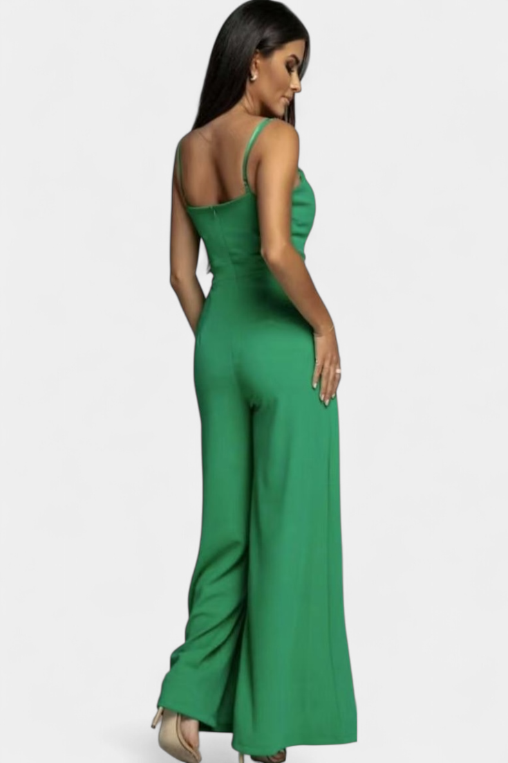 Spaghetti Strap Notch Neck Top and High Split Wide Leg Pants Two Piece Set