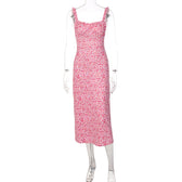 Floral Spaghetti Strap Ruffle Slip Midi Dress 6