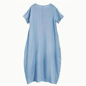Short Sleeve Loose Linen Maxi Dress Summer 2