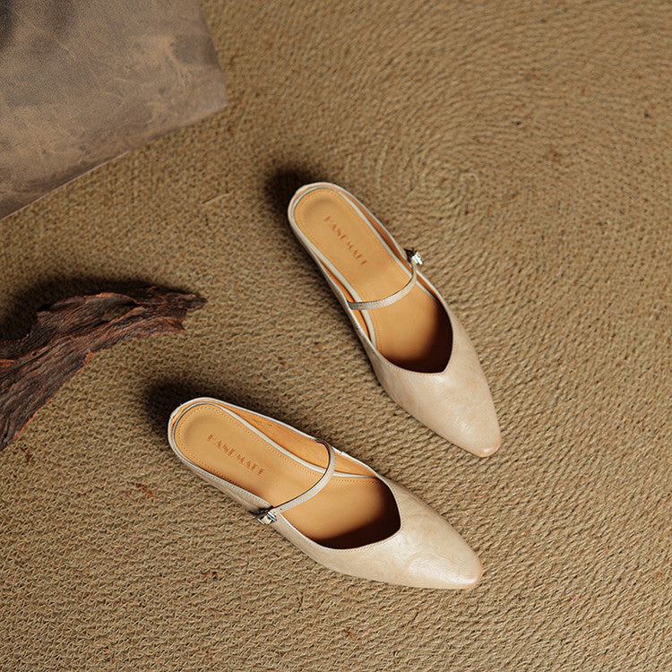 Pointed Toe Ankle Strap Buckle Flat Mary Jane