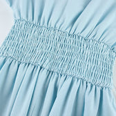 Sweetheart Puff Sleeve Tie Front Smocked Midi Dress Summer 9